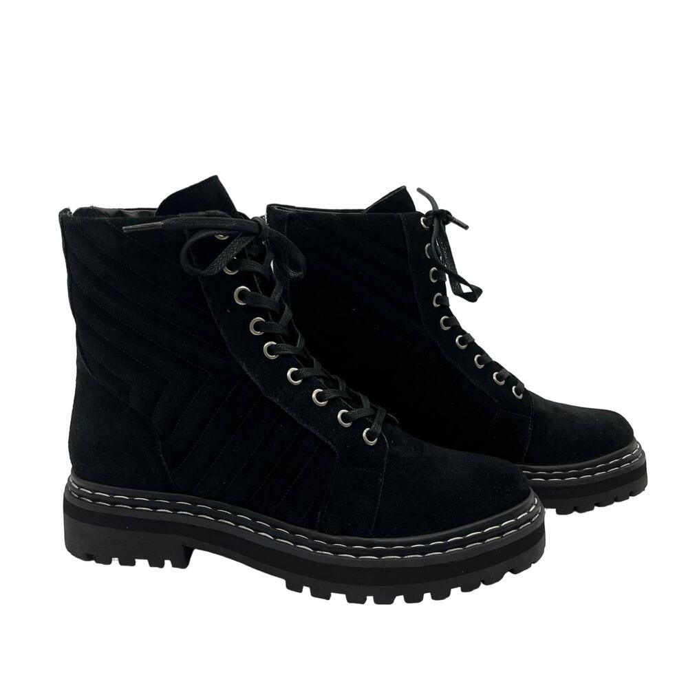 Vince Camuto x Fashion Jackson Suede Lace Up Hiker Boots Size 8.5 Puch Black